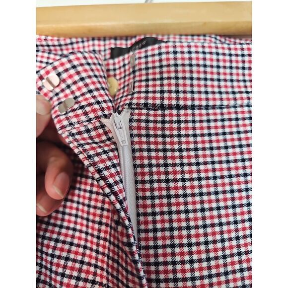 J Crew Hayden Red Black Plaid Crop Kickout Pants Size 4 - Picture 6 of 16